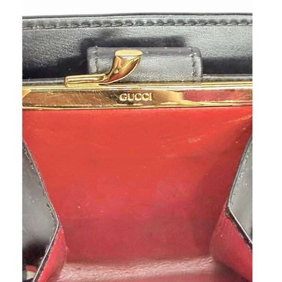 Gucci Horsebit Black Leather Kisslock Wallet w/ Gold Hardware - Picture 13 of 14